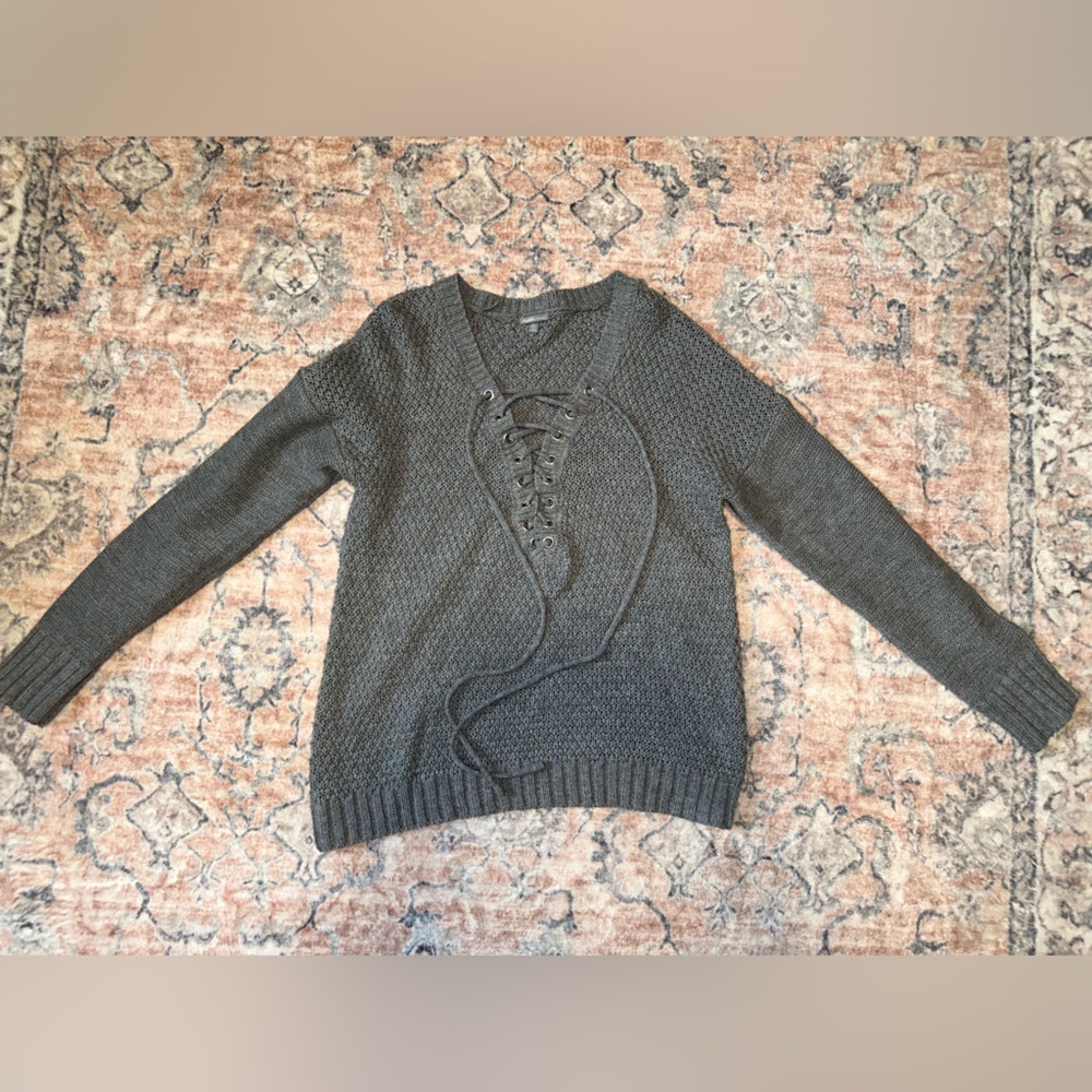 Charlotte Russe size Small Gray Lace-Up Women's Sweater
